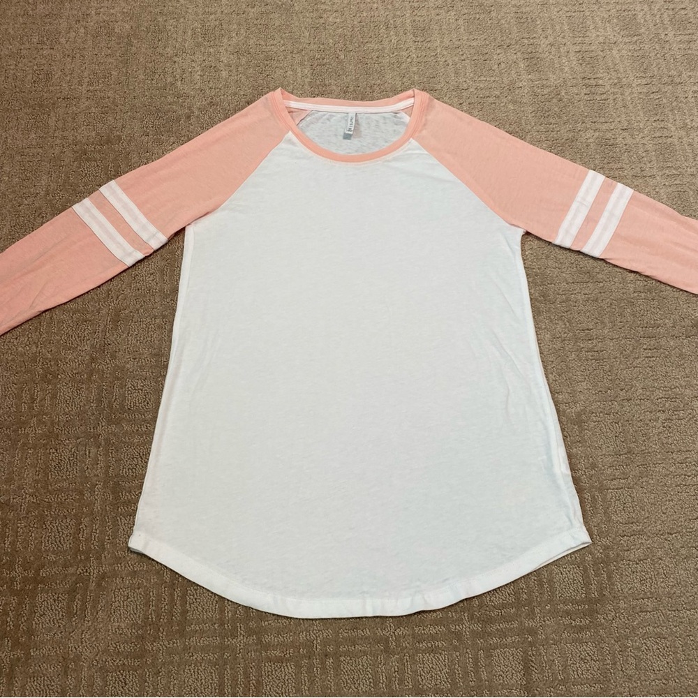 {Z Supply} The Varsity White and Peach Baseball Tee ~ Size XS - Picture 3 of 16